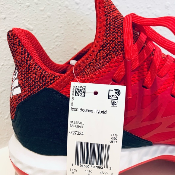 Adidas Men’s Icon Bounce Hybrid Red Baseball Cleats Size 12 NWT main image 12